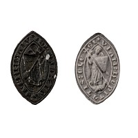 Medieval Bronze Ecclesiastical Vesica-Shaped Seal Matrix