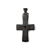 Byzantine Bronze Reliquary Cross Pendant