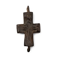 Byzantine Bronze Reliquary Cross Pendant Plate