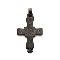 Byzantine Bronze Reliquary Cross Pendant