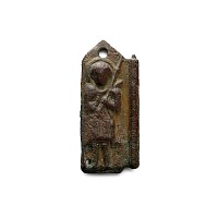 Byzantine Bronze Folding Icon with Military Saint