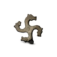 Roman Bronze Horse-Head Fylfot Plate Brooch