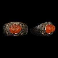 Roman Silver Ring with Carnelian Dolphin Gemstone