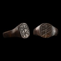 Medieval Bronze Ring with Triangles