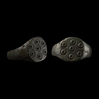 Medieval Bronze Ring with Ring-and-Dot Motifs