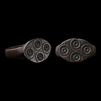 Medieval Bronze Ring with Ring-and-Dot Cross