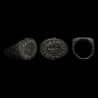 Medieval Bronze Ring with Lord, Help Anastasia
