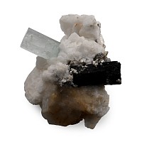 Aquamarine with Tourmaline Crystal Mineral Display Specimen