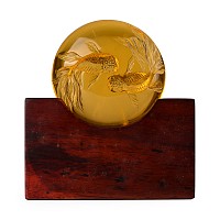 Tittot Amber Glass Art with Fish