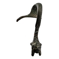 Roman Bronze Vessel Handle with Face