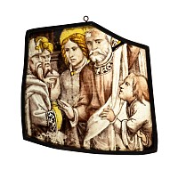 Medieval Stained Glass Panel with Saints