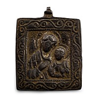 Byzantine Bronze Medallion with the Virgin and Child