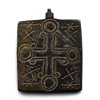 Byzantine Bronze Medallion with the Virgin and Child