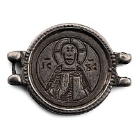 Byzantine Silver Medallion with Christ and the Virgin Mary