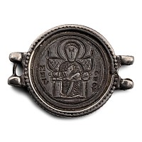 Byzantine Silver Medallion with Christ and the Virgin Mary