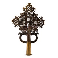 Medieval Brass Cross with Elaborate Interlace Pattern