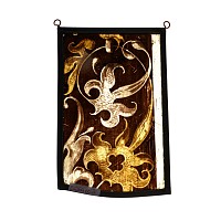 Medieval Stained Glass Panel with Whiplash Foliage Ornament