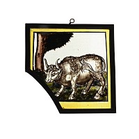 Flemish Stained Glass Panel with Bull