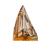 Medieval Stained Glass Fragment with Draperies and Prie Dieu of the Virgin of the Annunciate