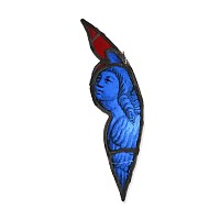 Medieval Tracery Light Stained Glass Panel with the Bust of an Angel