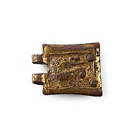 Medieval Gilt Bronze Buckle Plate with Lion