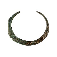 Viking Age Twisted Bronze Bracelet with Hatch-Decorated Terminals