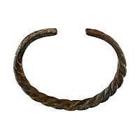 Viking Age Twisted Bronze Bracelet with Hatch-Decorated Terminals