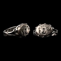 Georgian Silver Ring with Chnoubis Flanked by Ibis and Falcon