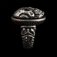 Large Enamelled Silver Memento Mori Skull Ring