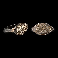 Medieval Silver-Gilt Ring with Stylised Beast