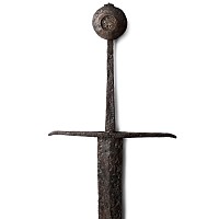 Massive Medieval Iron Hand-and-a-Half Knight's Sword with Lamb of God Pommel