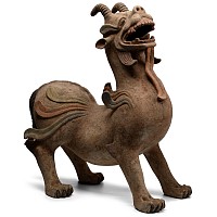 Chinese Tang Terracotta Guardian Dragon Pair