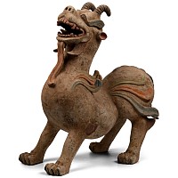 Chinese Tang Terracotta Guardian Dragon Pair