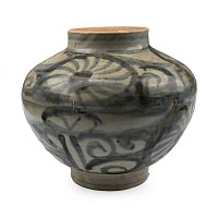 Chinese Yuan Blue and White Peony Jar