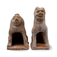 Chinese Tang Terracotta Guardian Figure Pair