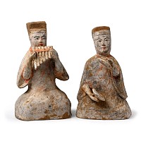 Chinese Tang Style Terracotta Musician Pair