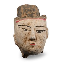 Chinese Han Style Terracotta Head with Headdress