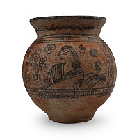 Indus Valley Terracotta Vessel with Painted Scene