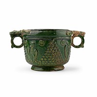 Roman Green Glazed Terracotta Cup with Signature