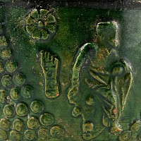 Roman Green Glazed Terracotta Cup with Signature