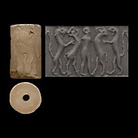 Mesopotamian Stone Cylinder Seal with Divine Hero
