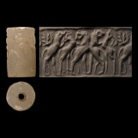 Sumerian Stone Cylinder Seal with Animals