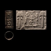 Achaemenid Silver Cylinder Seal Case with Battle Scene