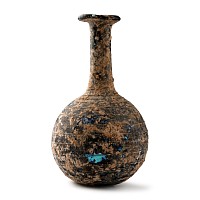 Roman Iridescent Glass Flask with Trailing