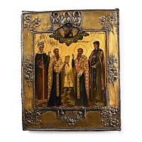 Icon with Saint Alexandra Basil the Great, Feodor and Eudokia
