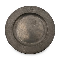 Georgian Pewter Plate with Monogram and Maker's Marks