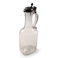 Glass Jug with Pewter Lid and Crowned Monogram