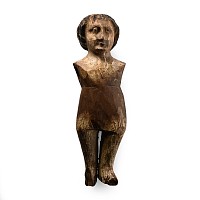 Medieval Painted Wooden Figure