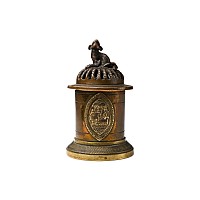 Copper-alloy Incense Container Lid with Seated Dog