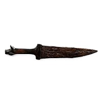 Roman Sacrificial Iron Dagger with Bronze Bull-Headed Hilt